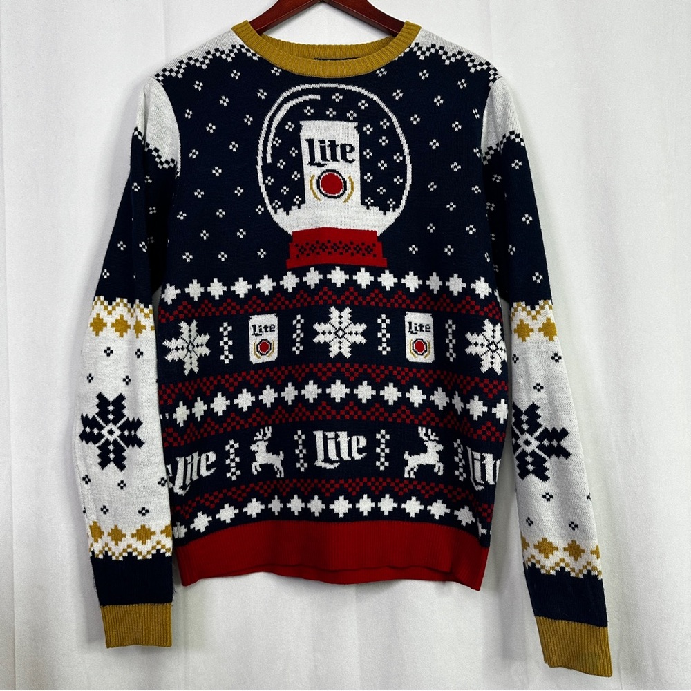 Miller Lite Ugly Christmas Sweater Snowflake Limited Edition Medium Unisex Globe